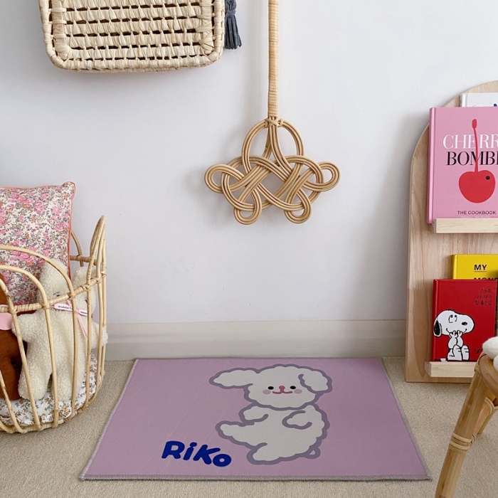 91家纺网 家纺一手货源 找家纺 星期八 2020新款ins卡通地垫 狗狗粉