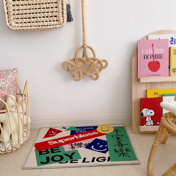 91家纺网 家纺一手货源 找家纺 星期八 2020新款ins卡通地垫 平安喜乐