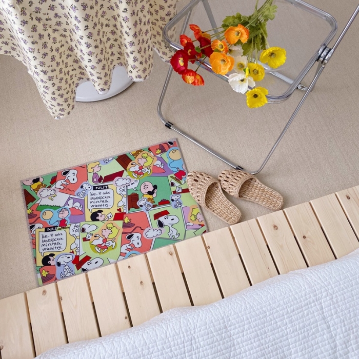 91家纺网 家纺一手货源 找家纺 星期八 2020新款ins卡通地垫 史努比童真