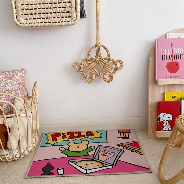91家纺网 家纺一手货源 找家纺 星期八 2020新款ins卡通地垫 pizza