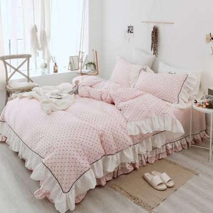 91家纺网 家纺一手货源 找家纺 婳庭2021新款斜纹13372荷叶花边工艺全棉四件套 暖亦