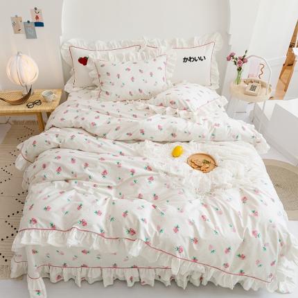 91家纺网 家纺一手货源 找家纺 （总）婳庭 2021新款斜纹13372荷叶花边工艺全棉四件套