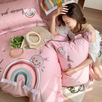 91家纺网 家纺一手货源 找家纺 （总）柚子 2020新款60s长绒棉绣花工艺款四件套（实拍）