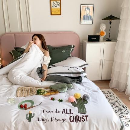 91家纺网 家纺一手货源 找家纺 （总）柚子 2020新款60s长绒棉绣花工艺款四件套（实拍）