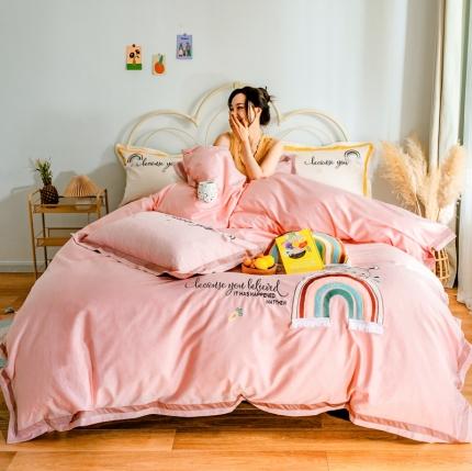 91家纺网 家纺一手货源 找家纺 （总）柚子 2020新款60s长绒棉绣花工艺款四件套（棚拍）