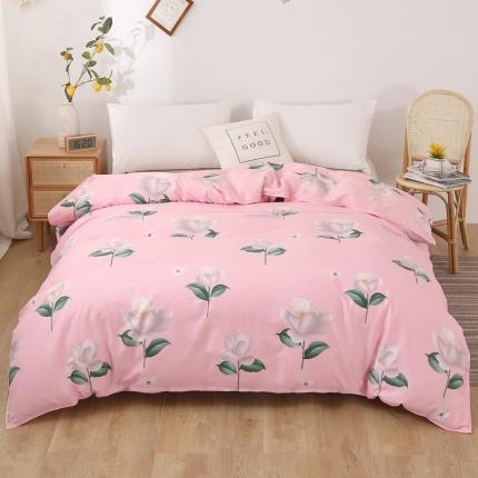 91家纺网 家纺一手货源 找家纺 圣锦 全棉单被套 幸福花彩粉