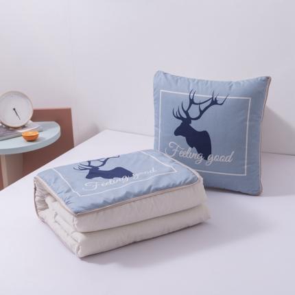 91家纺网 家纺一手货源 找家纺 博笔熊 2020新款磨毛抱枕被 简约鹿