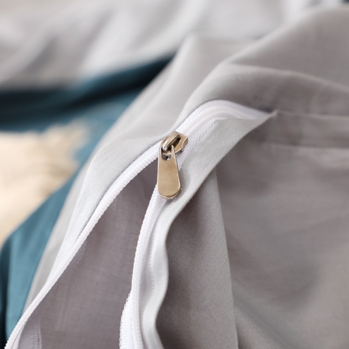 91家纺网 家纺一手货源 找家纺 全棉纯棉60S贡缎长绒棉绣花四件套纯色双拼色60支刺绣宝石蓝