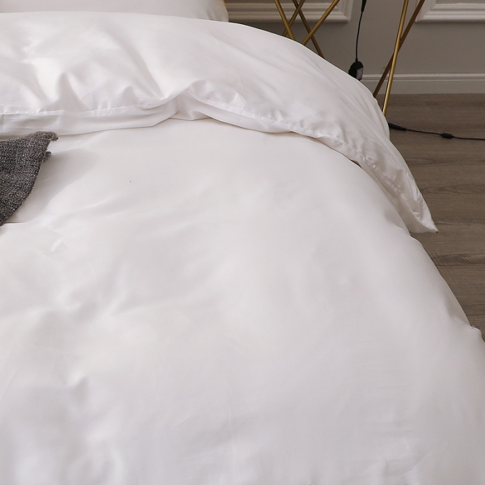 91家纺网 家纺一手货源 找家纺 全棉纯棉60S贡缎长绒棉绣花四件套纯色双拼色60支刺绣-本白