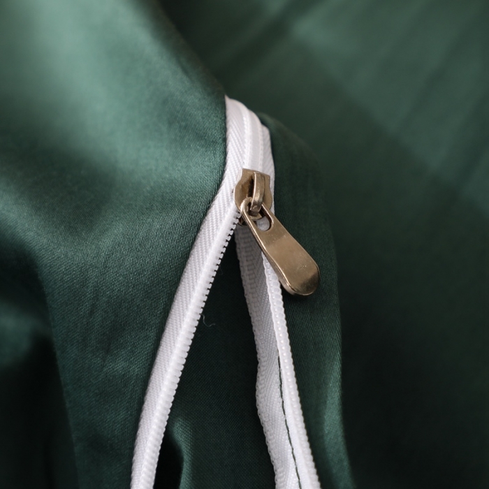 91家纺网 家纺一手货源 找家纺 全棉纯棉60S贡缎长绒棉绣花四件套纯色双拼色60支刺绣-黄色