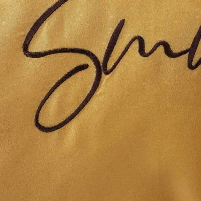 91家纺网 家纺一手货源 找家纺 全棉纯棉60S贡缎长绒棉绣花四件套纯色双拼色60支刺绣-黄色