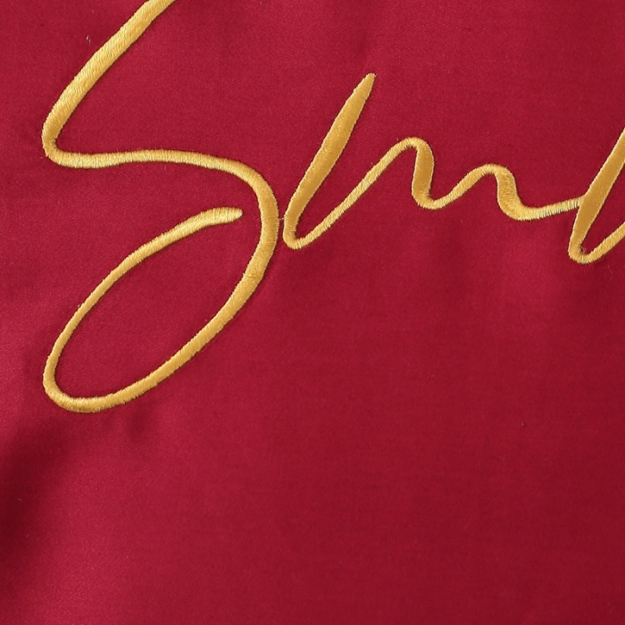 91家纺网 家纺一手货源 找家纺 全棉纯棉60S贡缎长绒棉绣花四件套纯色双拼色60支刺绣-酒红