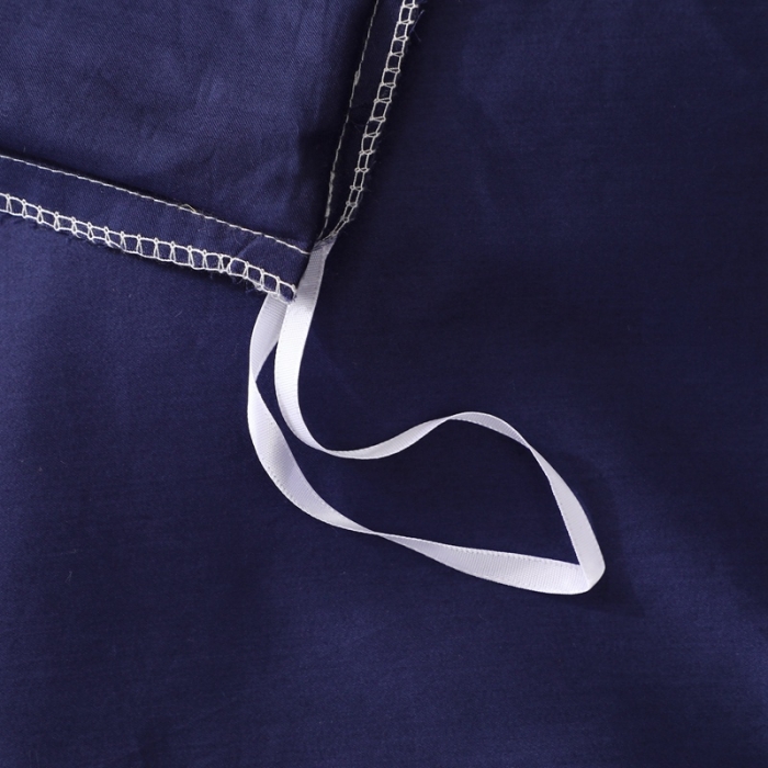 91家纺网 家纺一手货源 找家纺 全棉纯棉60S贡缎长绒棉绣花四件套纯色双拼色60支刺绣-丈青