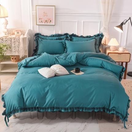 91家纺网 家纺一手货源 找家纺 （总）芭比蔓 2024新款韩版蕾丝磨毛床裙四件套