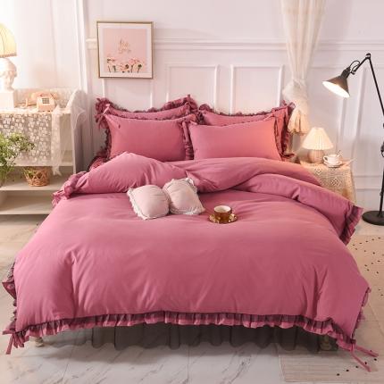 91家纺网 家纺一手货源 找家纺 （总）芭比蔓 2024新款韩版蕾丝磨毛床裙四件套