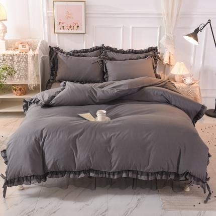 91家纺网 家纺一手货源 找家纺 （总）芭比蔓 2024新款韩版蕾丝磨毛床裙四件套