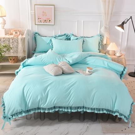 91家纺网 家纺一手货源 找家纺 （总）芭比蔓 2024新款韩版蕾丝磨毛床裙四件套