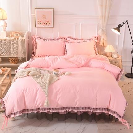 91家纺网 家纺一手货源 找家纺 （总）芭比蔓 2024新款韩版蕾丝磨毛床裙四件套