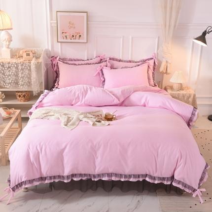 91家纺网 家纺一手货源 找家纺 （总）芭比蔓 2024新款韩版蕾丝磨毛床裙四件套