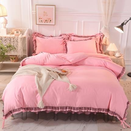 91家纺网 家纺一手货源 找家纺 （总）芭比蔓 2024新款韩版蕾丝磨毛床裙四件套