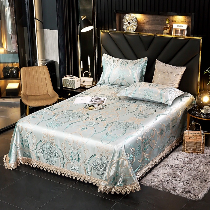 91家纺网 家纺一手货源 找家纺 朗莎家纺 600D冰丝色织提花冰丝席三件套 爱丁堡