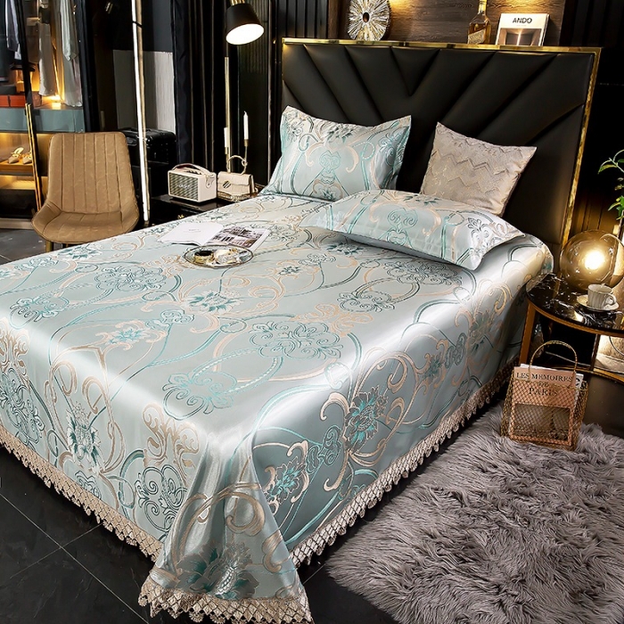 91家纺网 家纺一手货源 找家纺 朗莎家纺 600D冰丝色织提花冰丝席三件套 爱丁堡