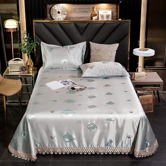 91家纺网 家纺一手货源 找家纺 朗莎家纺 600D冰丝色织提花冰丝席三件套 豆豆熊