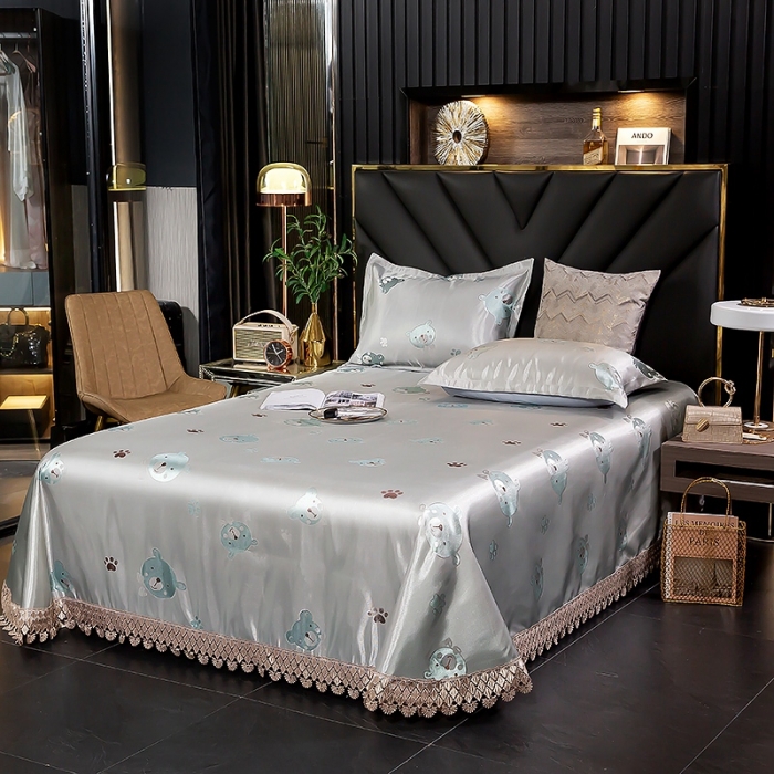 91家纺网 家纺一手货源 找家纺 朗莎家纺 600D冰丝色织提花冰丝席三件套 豆豆熊