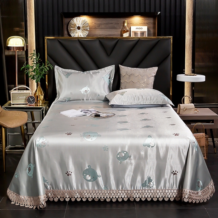 91家纺网 家纺一手货源 找家纺 朗莎家纺 600D冰丝色织提花冰丝席三件套 豆豆熊