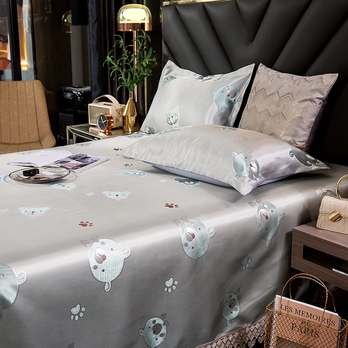 91家纺网 家纺一手货源 找家纺 朗莎家纺 600D冰丝色织提花冰丝席三件套 豆豆熊