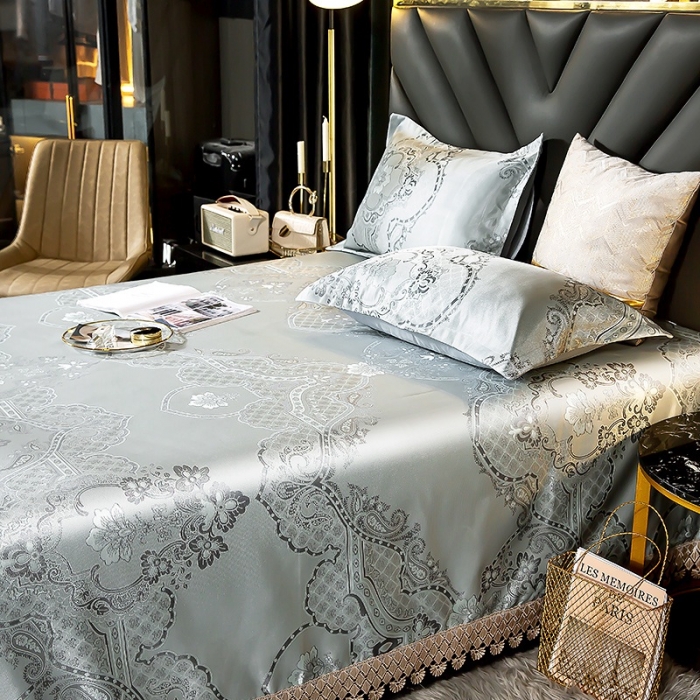 91家纺网 家纺一手货源 找家纺 朗莎家纺 600D冰丝色织提花冰丝席三件套 赫拉