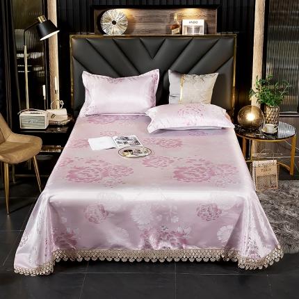 91家纺网 家纺一手货源 找家纺 朗莎家纺 600D冰丝色织提花冰丝席三件套 花间细雨-粉