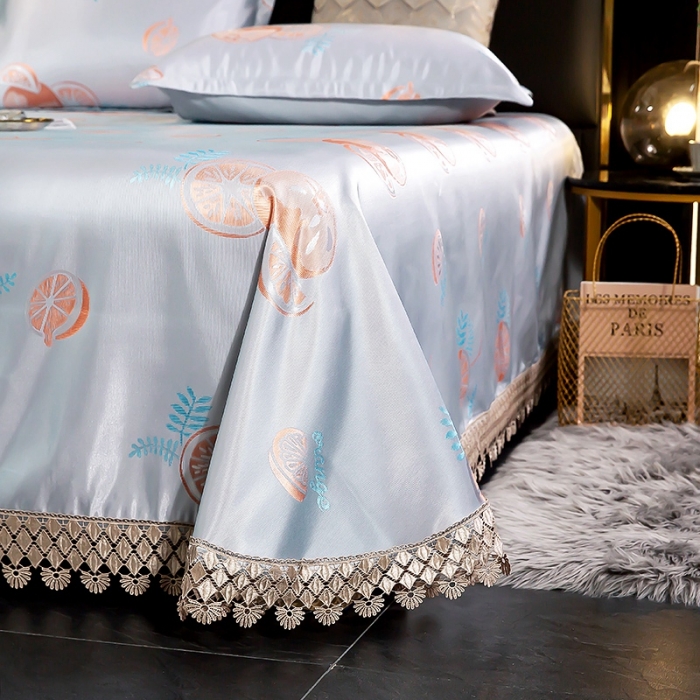 91家纺网 家纺一手货源 找家纺 朗莎家纺 600D冰丝色织提花冰丝席三件套 靓橙