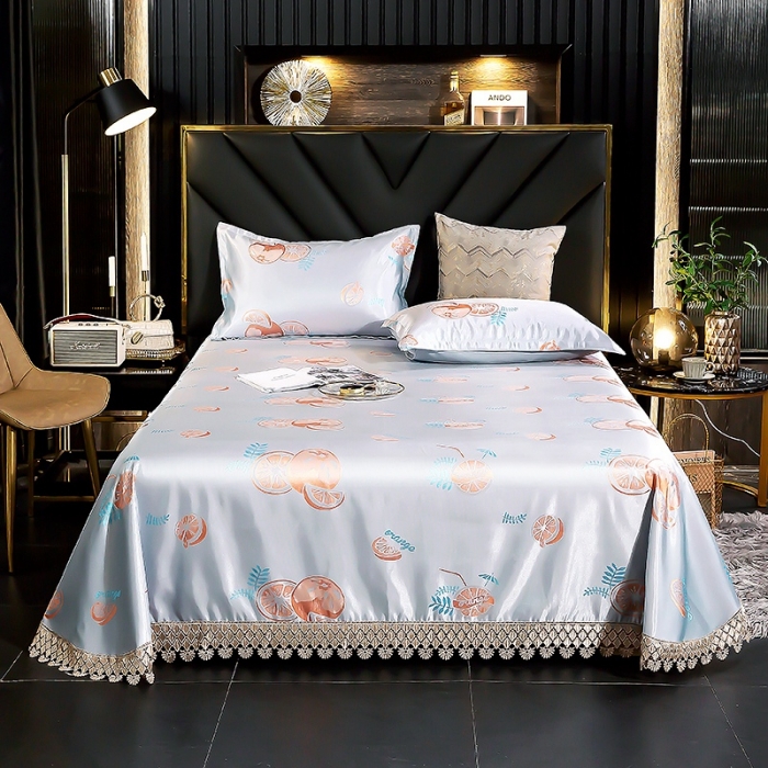 91家纺网 家纺一手货源 找家纺 朗莎家纺 600D冰丝色织提花冰丝席三件套 靓橙