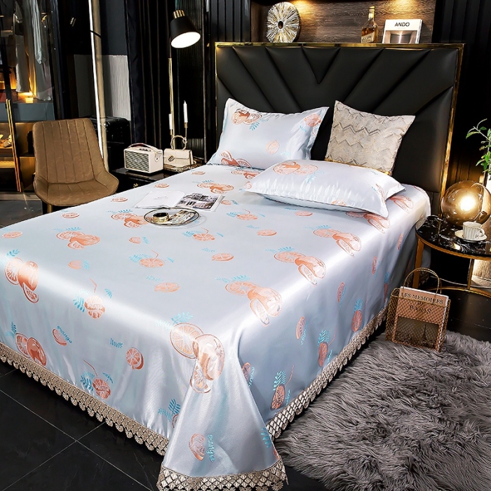 91家纺网 家纺一手货源 找家纺 朗莎家纺 600D冰丝色织提花冰丝席三件套 靓橙