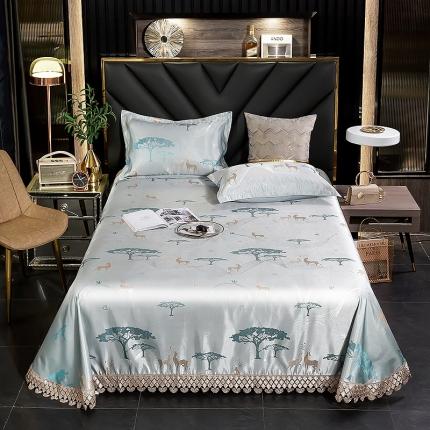 91家纺网 家纺一手货源 找家纺 朗莎家纺 600D冰丝色织提花冰丝席三件套 麋鹿