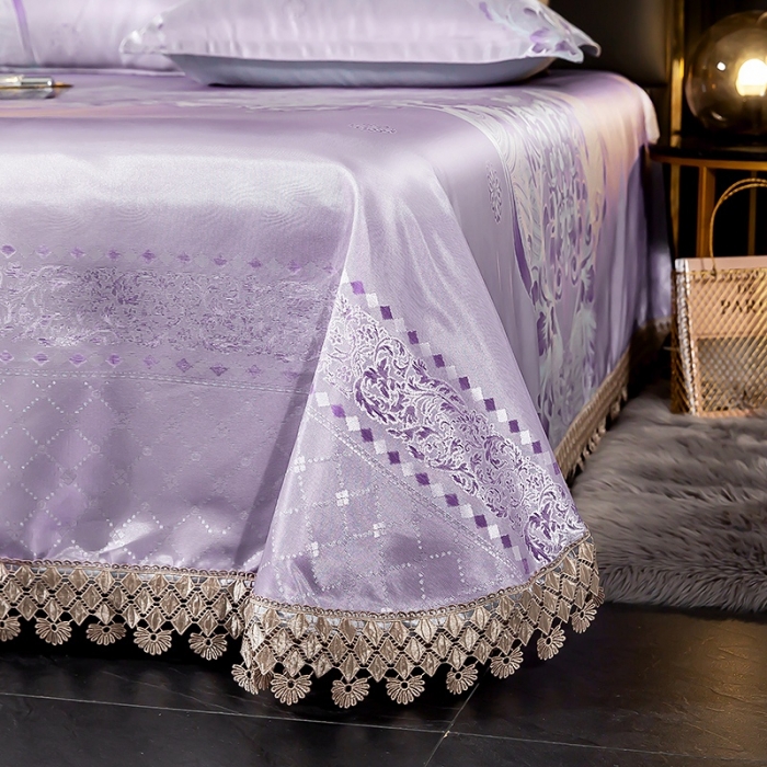 91家纺网 家纺一手货源 找家纺 朗莎家纺 600D冰丝色织提花冰丝席三件套 米兰风情紫