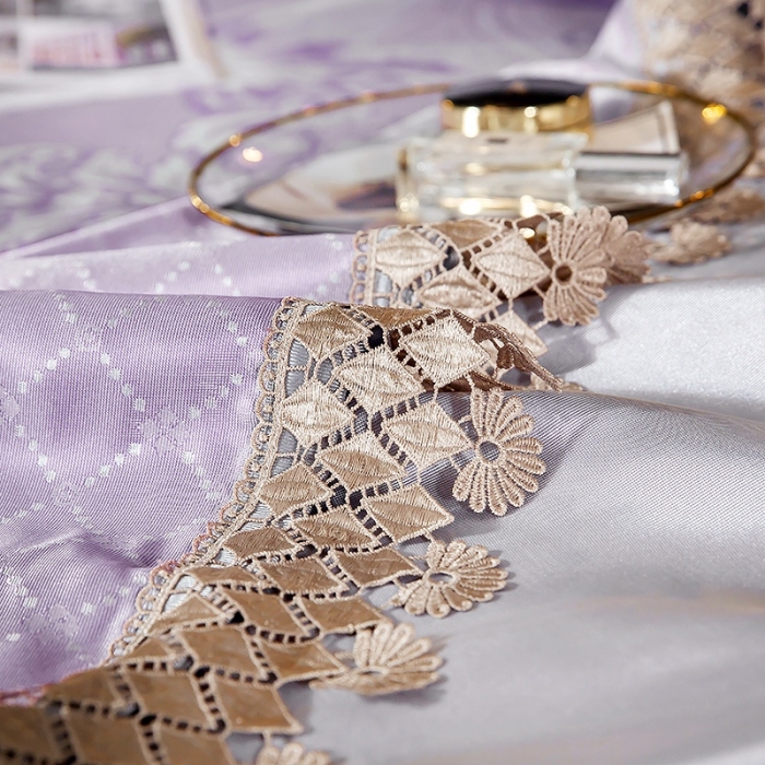 91家纺网 家纺一手货源 找家纺 朗莎家纺 600D冰丝色织提花冰丝席三件套 米兰风情紫