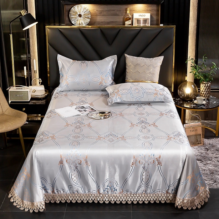 91家纺网 家纺一手货源 找家纺 朗莎家纺 600D冰丝色织提花冰丝席三件套 秘密花园