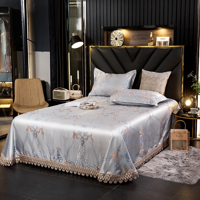 91家纺网 家纺一手货源 找家纺 朗莎家纺 600D冰丝色织提花冰丝席三件套 秘密花园