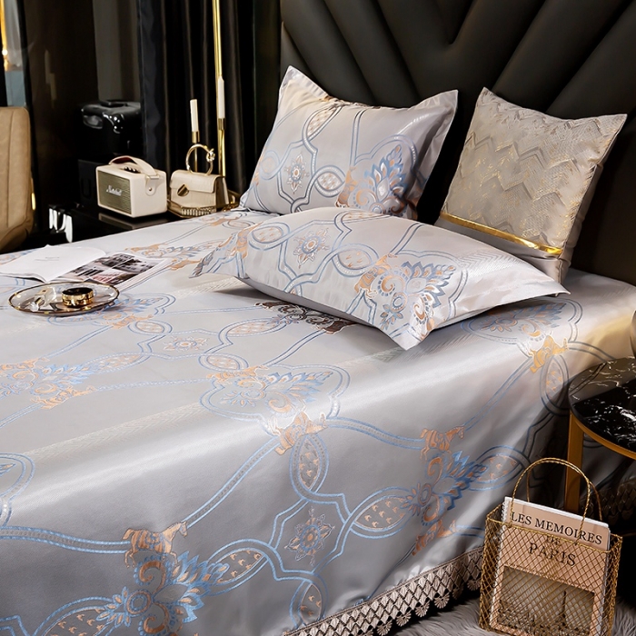 91家纺网 家纺一手货源 找家纺 朗莎家纺 600D冰丝色织提花冰丝席三件套 秘密花园