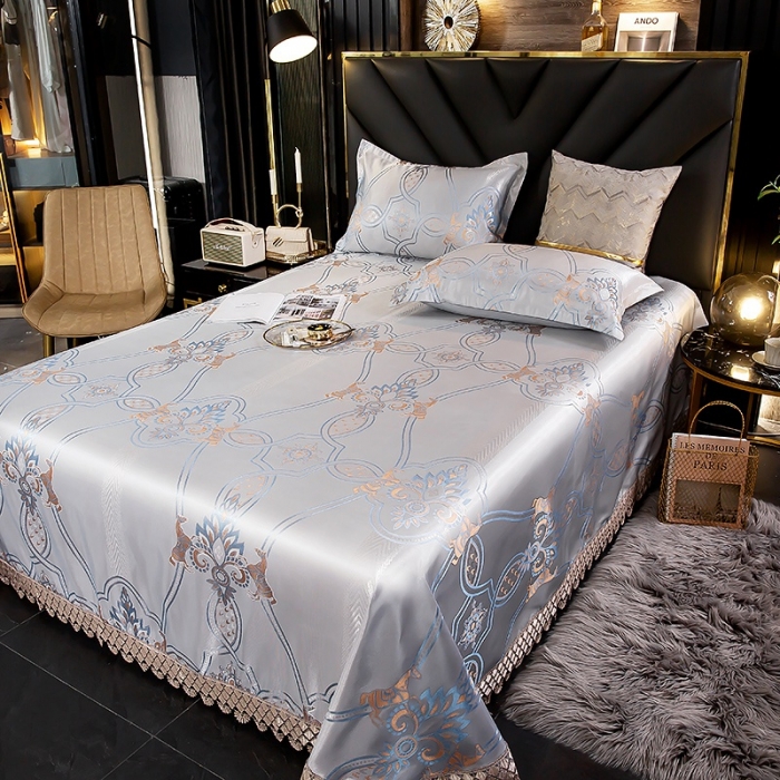 91家纺网 家纺一手货源 找家纺 朗莎家纺 600D冰丝色织提花冰丝席三件套 秘密花园