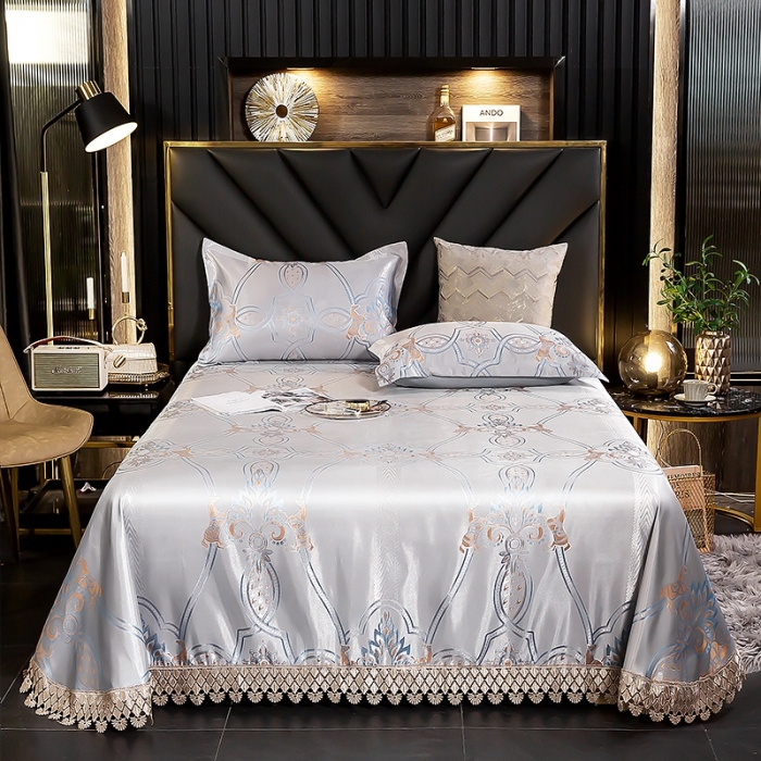 91家纺网 家纺一手货源 找家纺 朗莎家纺 600D冰丝色织提花冰丝席三件套 秘密花园