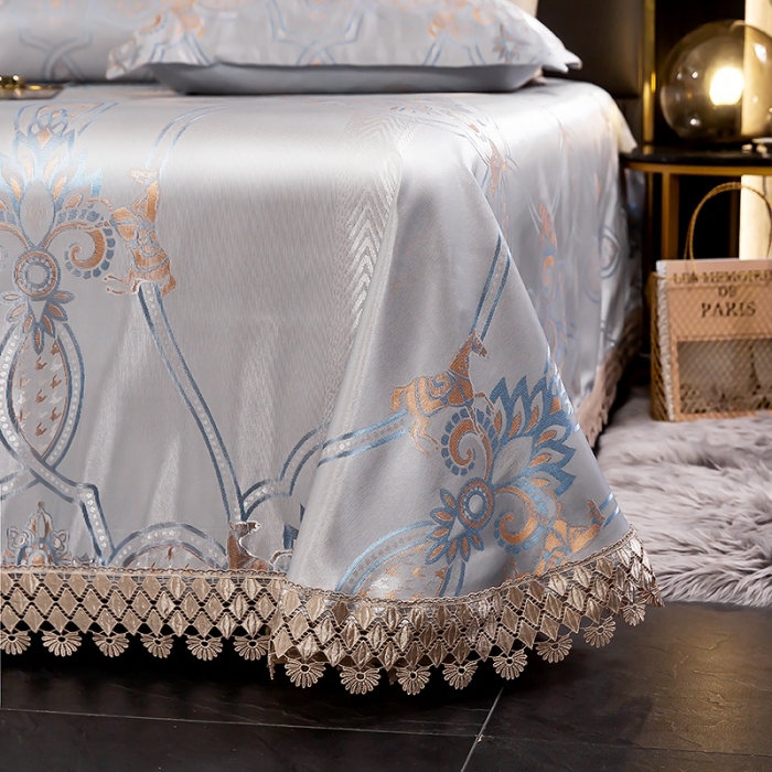 91家纺网 家纺一手货源 找家纺 朗莎家纺 600D冰丝色织提花冰丝席三件套 秘密花园