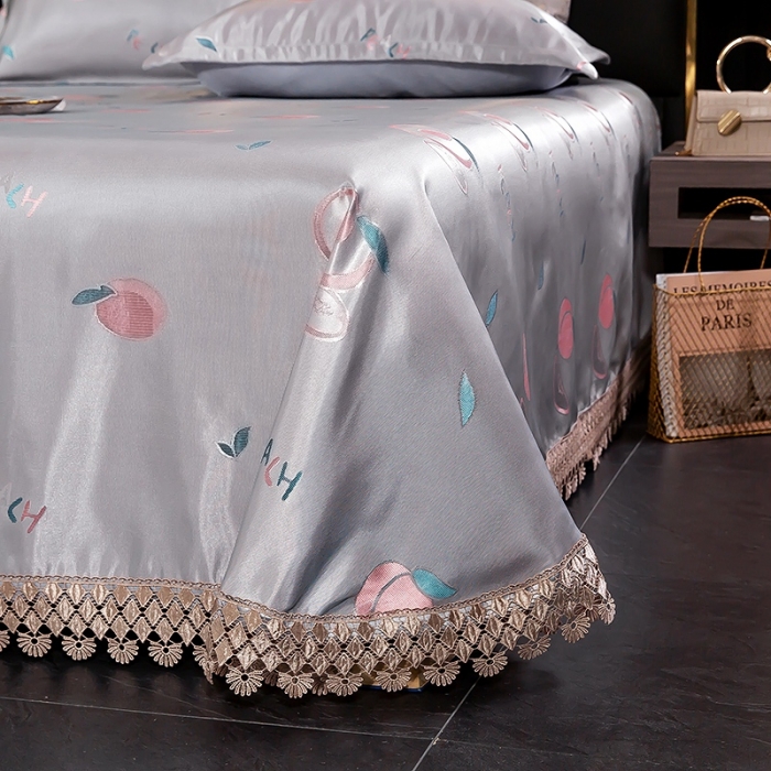 91家纺网 家纺一手货源 找家纺 朗莎家纺 600D冰丝色织提花冰丝席三件套 蜜桃之恋