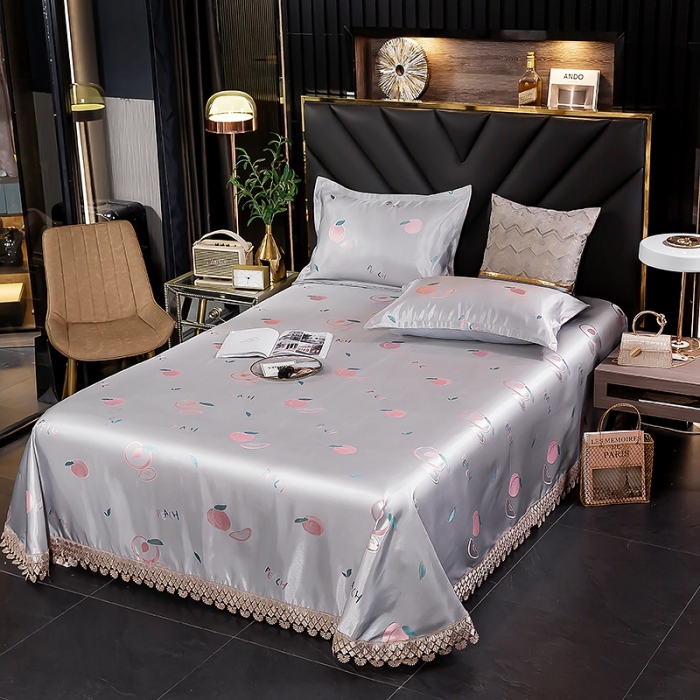 91家纺网 家纺一手货源 找家纺 朗莎家纺 600D冰丝色织提花冰丝席三件套 蜜桃之恋