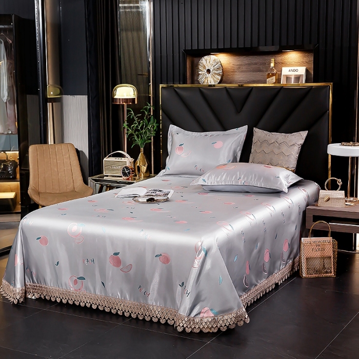 91家纺网 家纺一手货源 找家纺 朗莎家纺 600D冰丝色织提花冰丝席三件套 蜜桃之恋