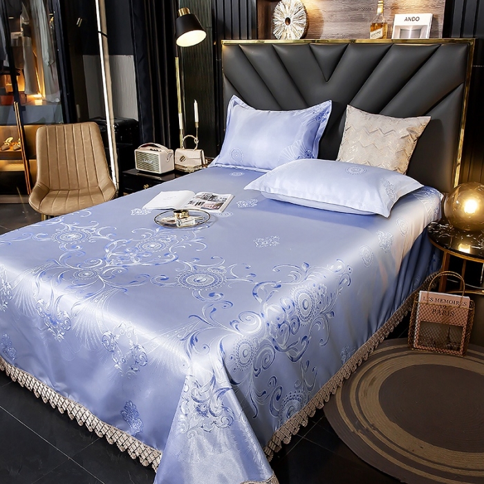 91家纺网 家纺一手货源 找家纺 朗莎家纺 600D冰丝色织提花冰丝席三件套 欧若拉