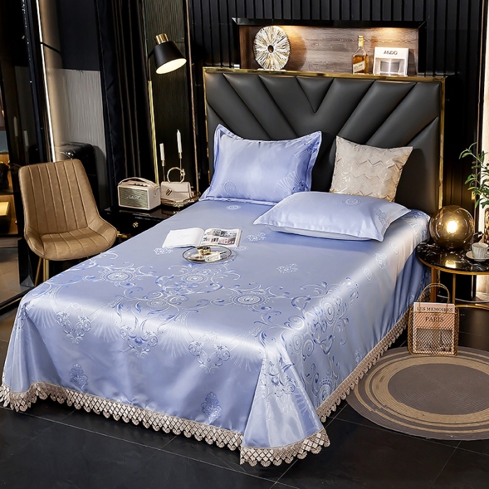 91家纺网 家纺一手货源 找家纺 朗莎家纺 600D冰丝色织提花冰丝席三件套 欧若拉