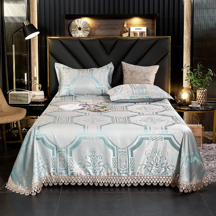 91家纺网 家纺一手货源 找家纺 朗莎家纺 600D冰丝色织提花冰丝席三件套 情树